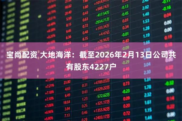 宝尚配资 大地海洋：截至2026年2月13日公司共有股东4227户